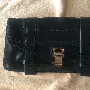 Proenza Schouler green patent clutch